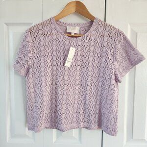 Audrey Parks Purple Eyelet Crop Top